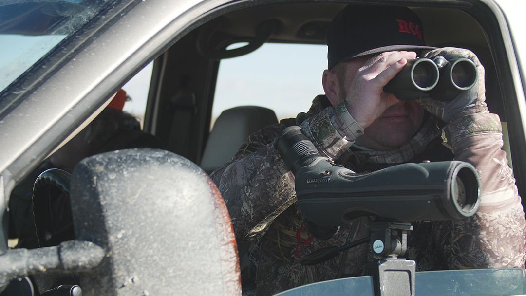 Dusty Schell is glassing for pronghorn in Carbon County, Wyoming.